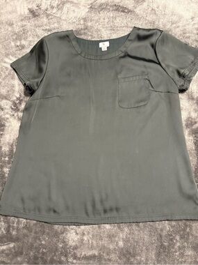Worthington Black Short Sleeve Pocket Blouse